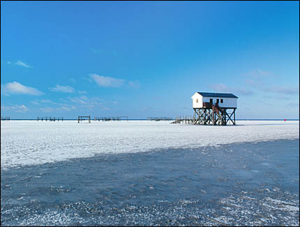 Sandbank St. Peter-Ording im Schnee, © Jürgen Kullmann