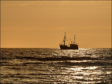 Kutter in der Nordsee vor Vollerwiek, © Jürgen Kullmann