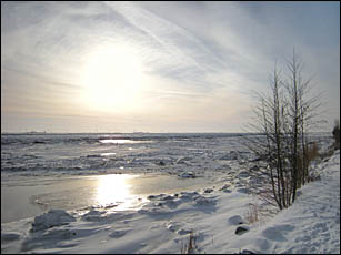 Eider bei Tönning im Schnee, © 2010 Jürgen Kullmann